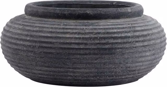 Hill Interiors Amalfi Ribbed Round Ceramic Planter in Grey