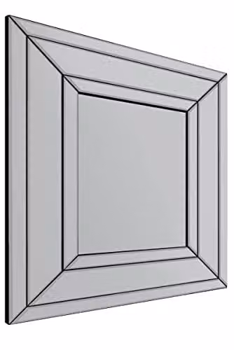 MirrorOutlet Langley Modern Bevelled Rectangular Glass Wall Mirror in Silver, W: 68 cm, H: 58 cm – 1
