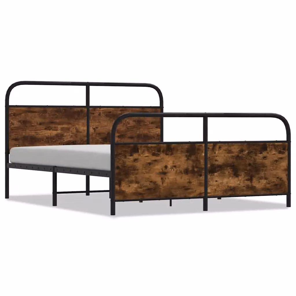 Berkfield Home Metal Bed Frame in Smoked Oak Brown, W/D/H: 180 x 200 cm – 2