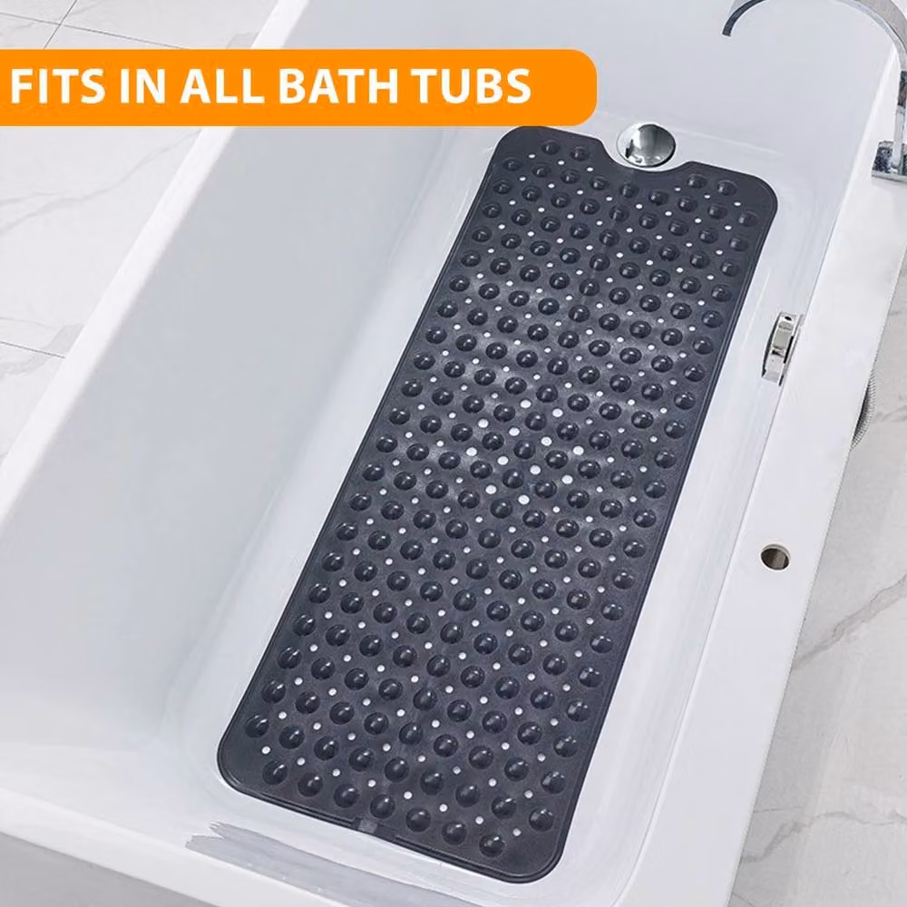 NESTLUNE Extra Large Non-Slip Bath Mat for Bathtubs in Black and Dark Grey – 2