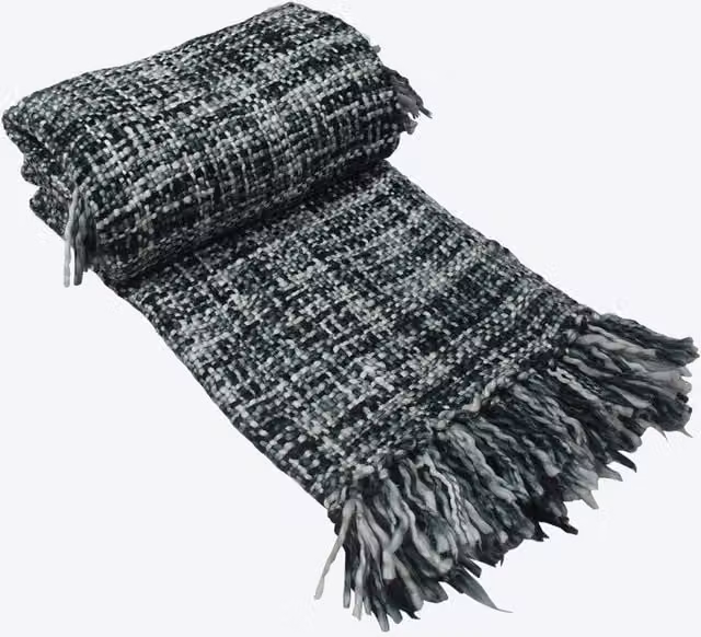 Absolutely Natural Lifestyle Woven Handloom Blanket Throw in Grey