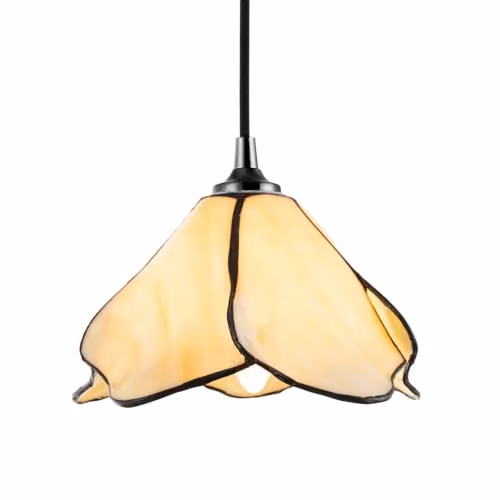 Happy Homewares Amber and Beige Glass Pendant Lighting Shade with Organic Floral Design W/D/H: 20 x 20 x 11 cm