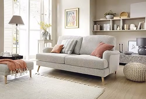 Abakus Direct Harper 3 Seater Sofa in Beige Chenille Fabric – 2