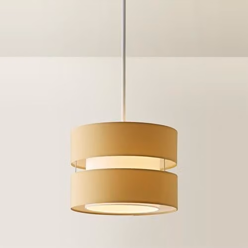 ValueLights Sophia Small 2 Tier Drum Easy Fit Ceiling Light Shade in Sand with LED Bulb, Width: 26 cm – 1