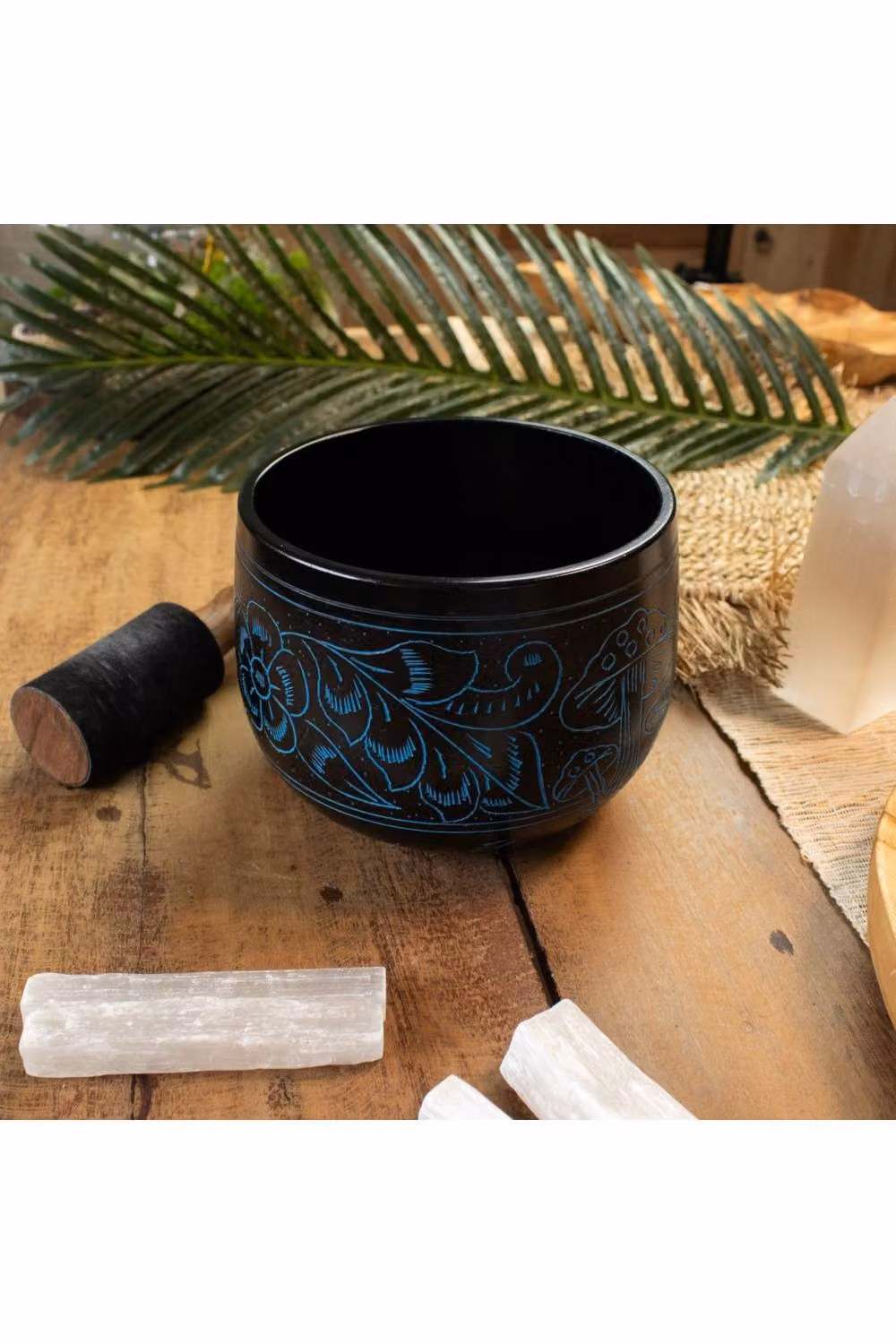 KDMD Magic Mushroom Cauldron Singing Bowl in Black and Blue, Diameter: 15 cm – 4