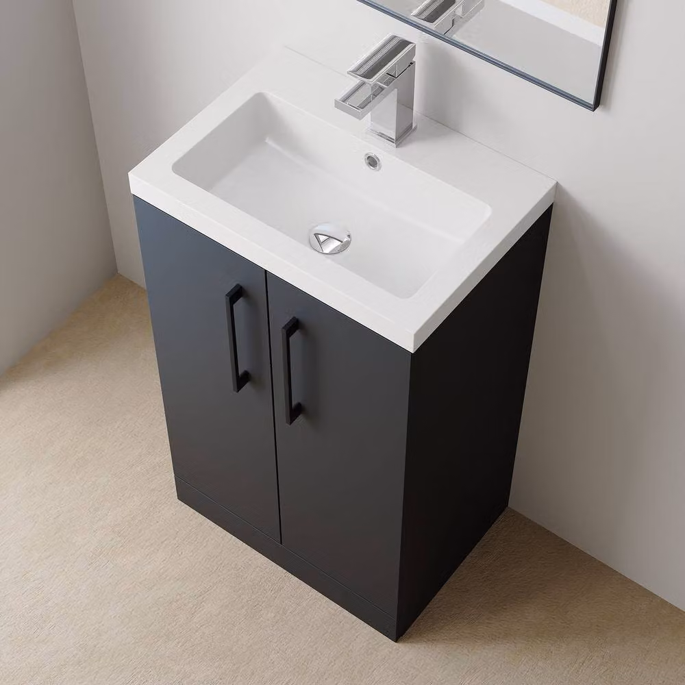 Balterley Modern Freestanding Bathroom Vanity Unit with Basin, W/D/H: 50.5 x 36 x 84 cm, Dark Grey – 2