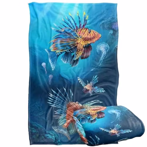 JQ Licensing Lion Fish Silky Touch Super Soft Fleece Throw Blanket, Multicolour, W/D/H: 91 x 147 cm