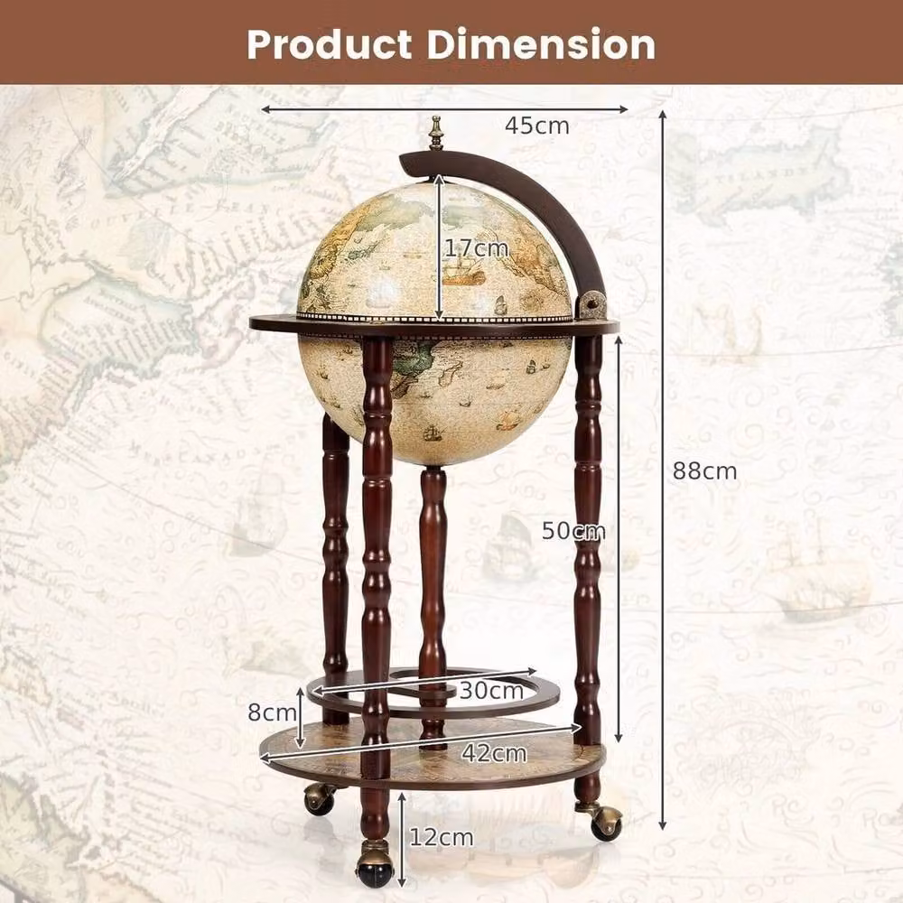 FORGEVIO Brown Antique Wood Drink Cabinet and Wine Bar Stand with Castors – 2