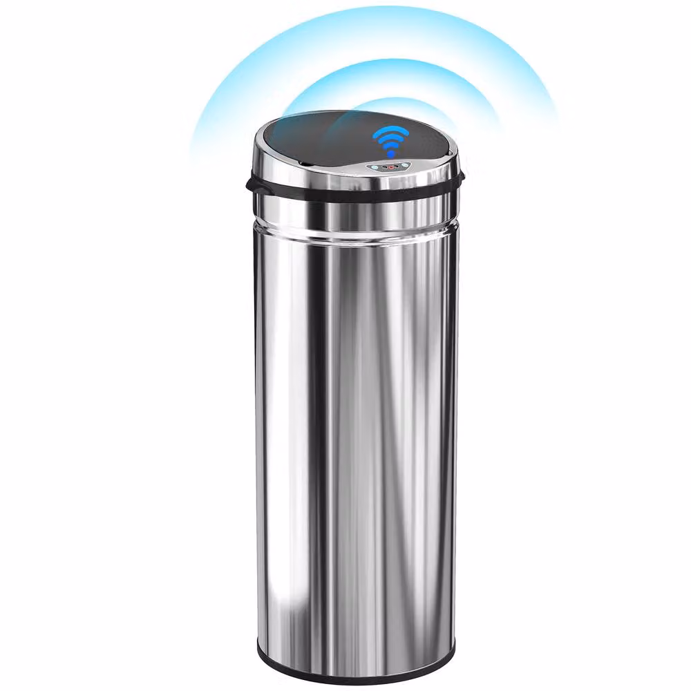 HOMCOM 50L Sensor Bin, Stainless Steel Fingerprint-Proof Kitchen Bin with Soft Close in Silver – 2