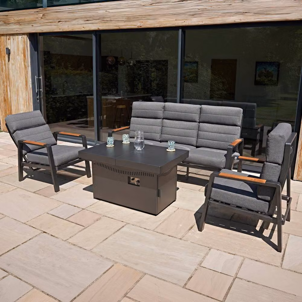 Monstershop 5 Seater Reclining Furniture Set with Firepit in Grey – 4