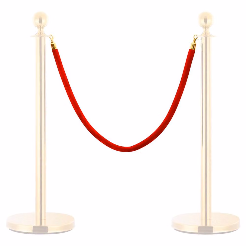 Berkfield Home Stanchion Stand with Red and Gold Velvet Rope – 2