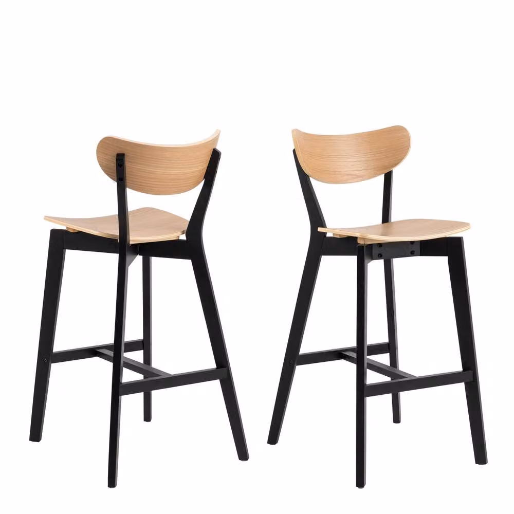 Wyld Haus Saffron Set of 2 Bar Stools in Natural Oak Veneer – 2