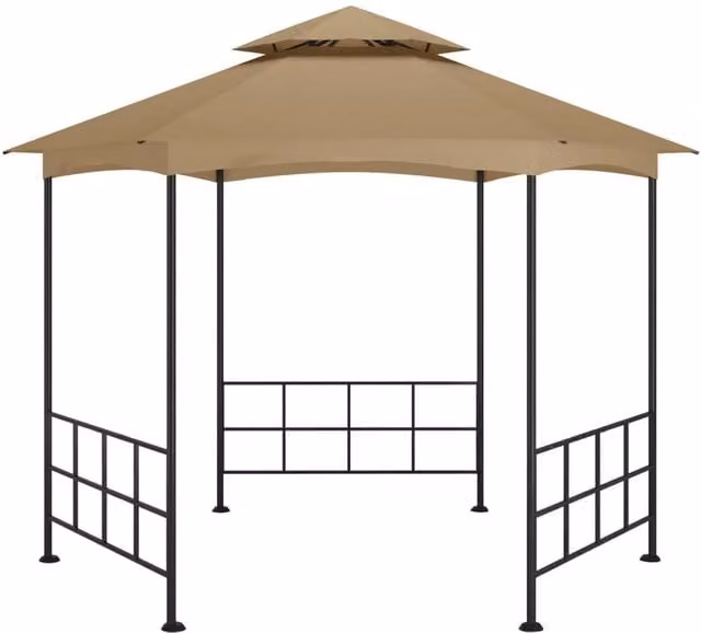 Berkfield Home Gazebo with Sidewalls, Beige, W: 310 cm, D: 270 cm, H: 270 cm – 1
