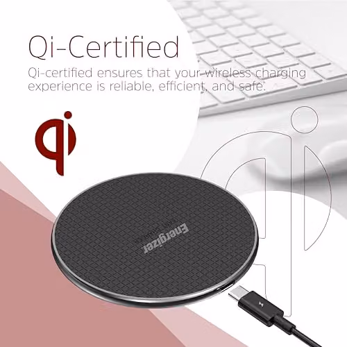 Energizer Black QI Wireless Charging Pad 15W with USB-C – 3