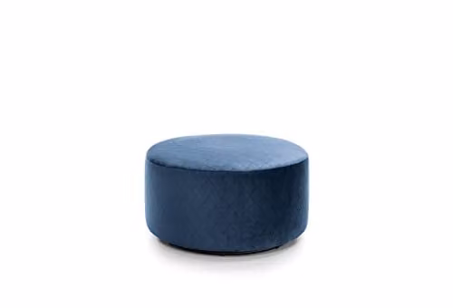 Abakus Direct Solero Velvet Swivel Footstool, Blue, Diameter: 73 cm, Height: 40 cm – 1
