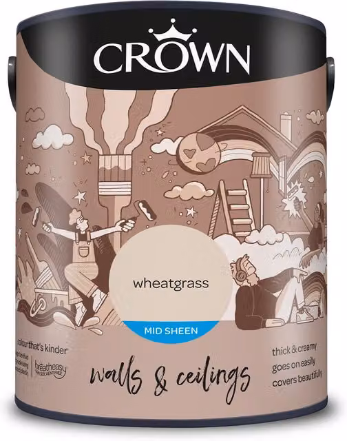 Crown Walls and Ceilings Mid Sheen Emulsion in Wheatgrass, 5l