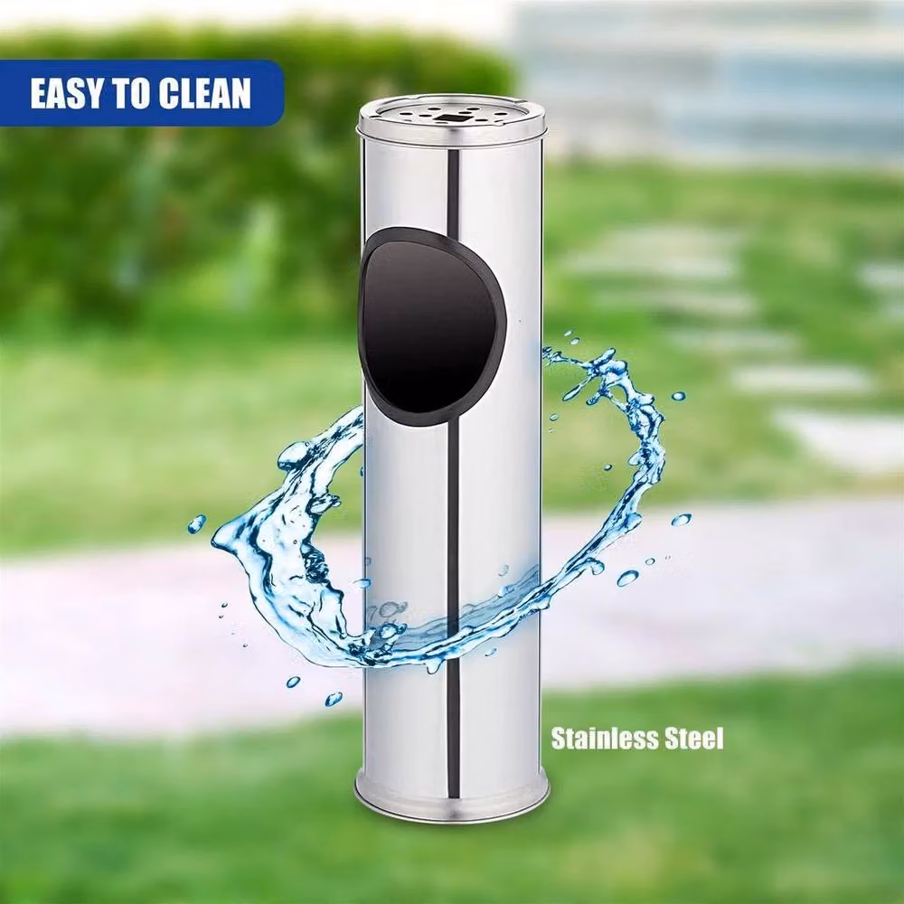 PAWNORA Silver Stainless Steel Outdoor Ashtray Cigarette Bin – 5