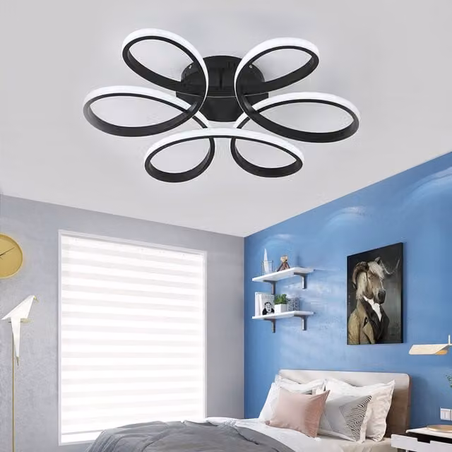 Livingandhome Black Acrylic Petal Modern Ceiling Light, Diameter: 58 cm, 74W