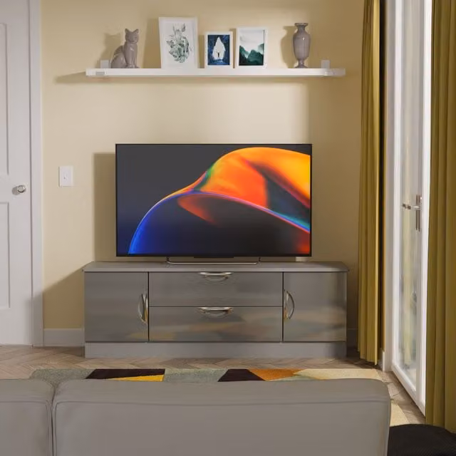Ready Assembled 2 U Holborn Superwide TV Unit with 2 Doors and 2 Drawers in Mid Grey