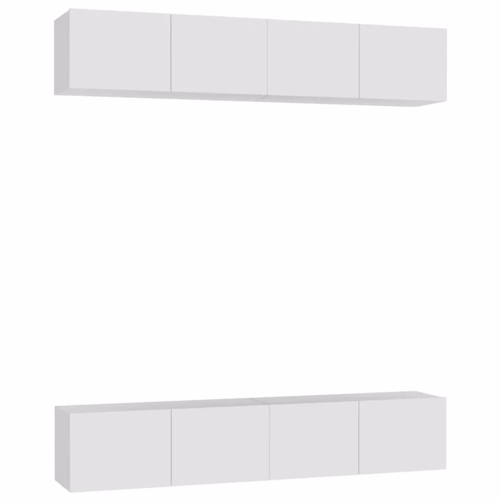 Berkfield Home Set of 4 White Wall Mounted TV Cabinets in Matt MDF, W/D/H: 80 x 30 x 30 cm – 2
