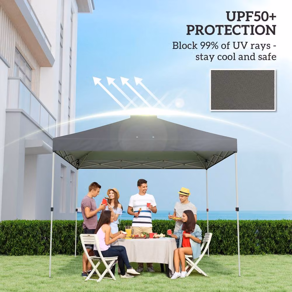 OUTSUNNY UV50+ Waterproof Gazebo Roof Replacement in Dark Grey, W x D: 300 x 300 cm – 4