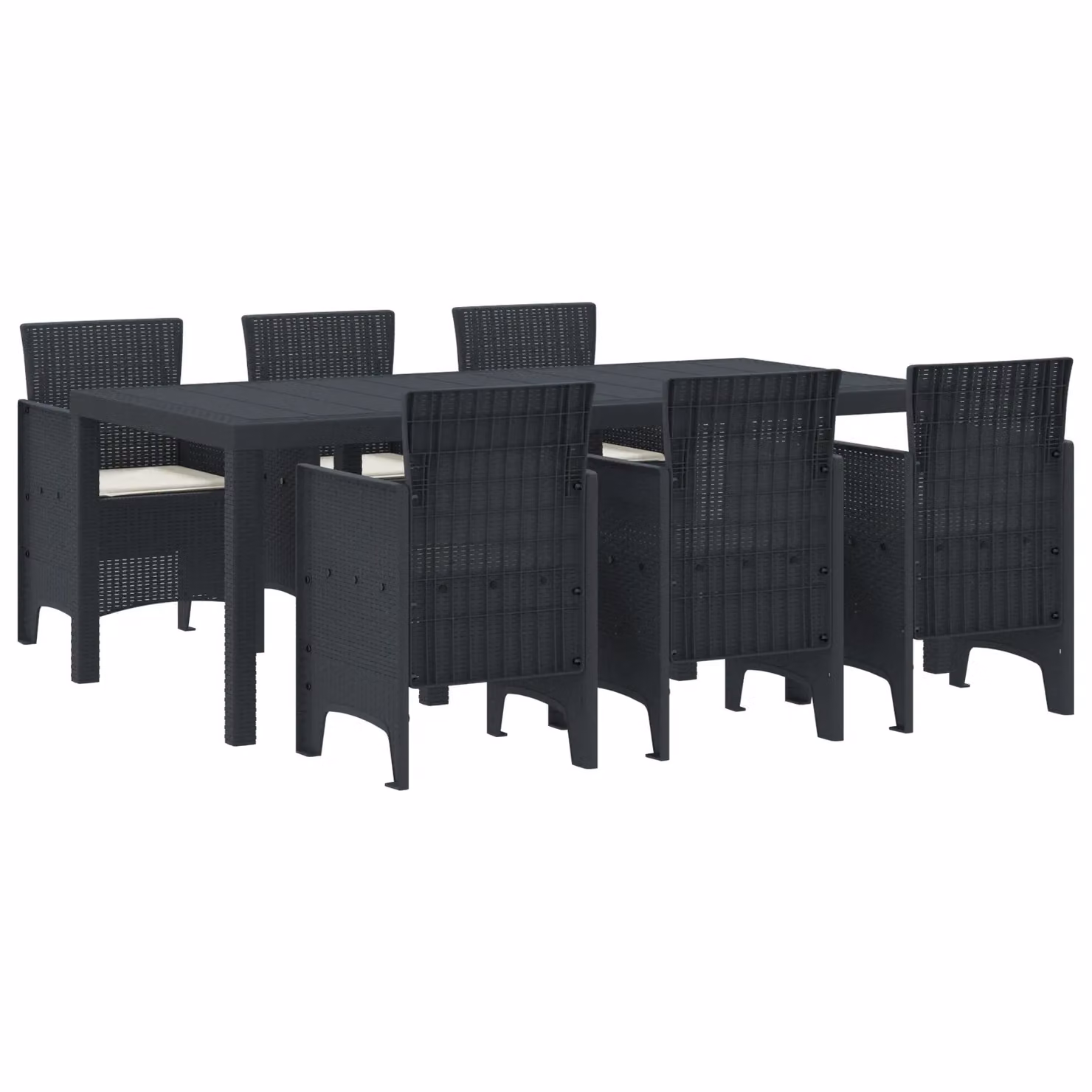 Berkfield Home 7 Piece Anthracite Poly Rattan Garden Dining Set with Cushions – 2