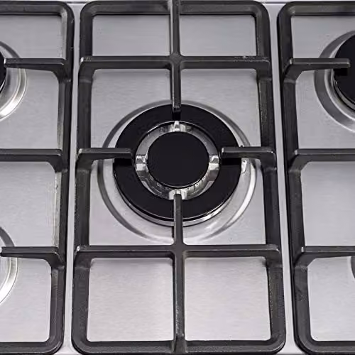 SIA 70cm Silver Stainless Steel 5 Burner Gas Hob with Cast Iron Pan Stands and Wok Burner – 2
