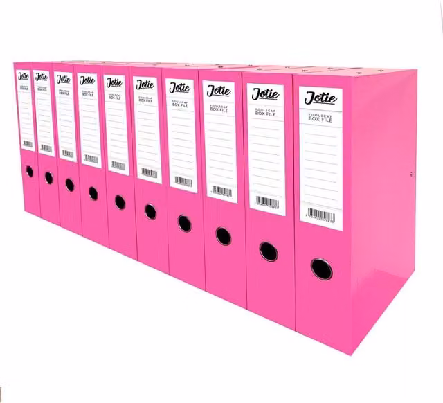 Jotie Pink Cardboard Document Box File Set of 10