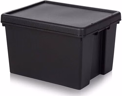 Wham Bam 3 x 45L Stackable Plastic Storage Boxes with Lids and Handles in Black – 1