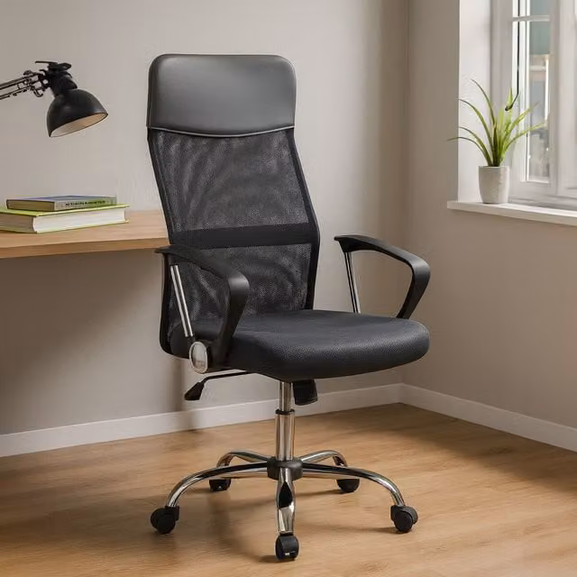 Orsina Brent Ergonomic High Back Home Office Chair with Headrest and Armrests in Grey and Black – 1