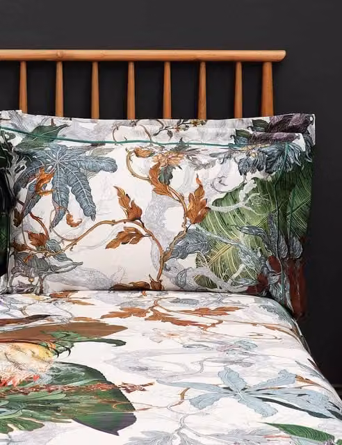 Timorous Beasties Papua Paradise Reversible Floral Cotton Sateen Oxford Pillowcases, 2 Pack, Green Multicolour
