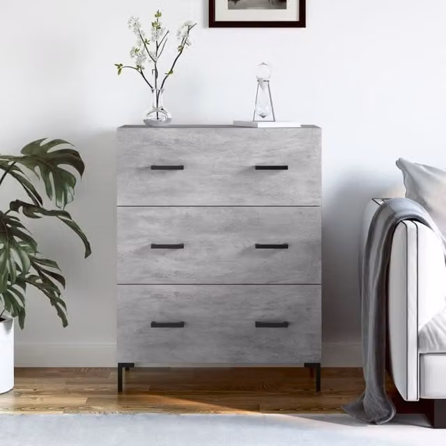 Berkfield Home Sideboard in Concrete Grey, W/D/H: 69.5 x 34 x 90 cm – 1