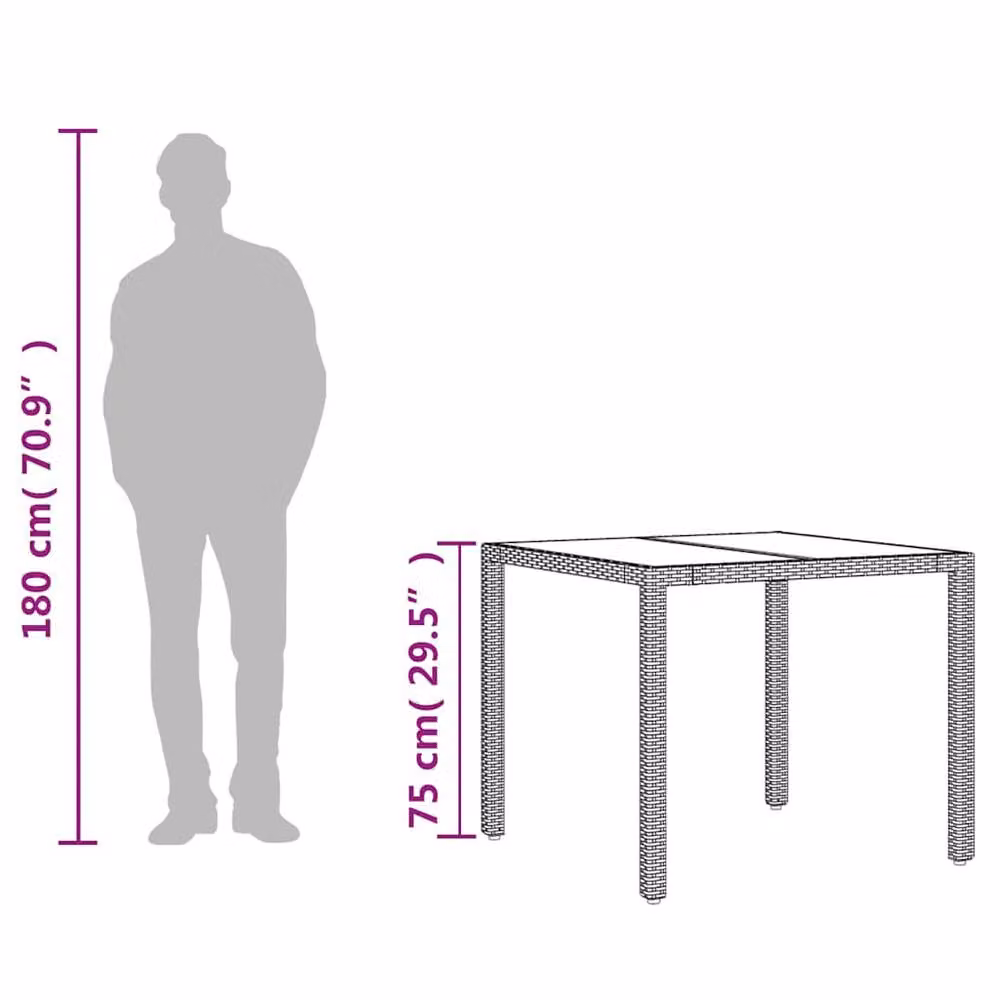 Berkfield Home Square Garden Table with Glass Top in Black, W/D/H: 90 x 90 x 75 cm – 8