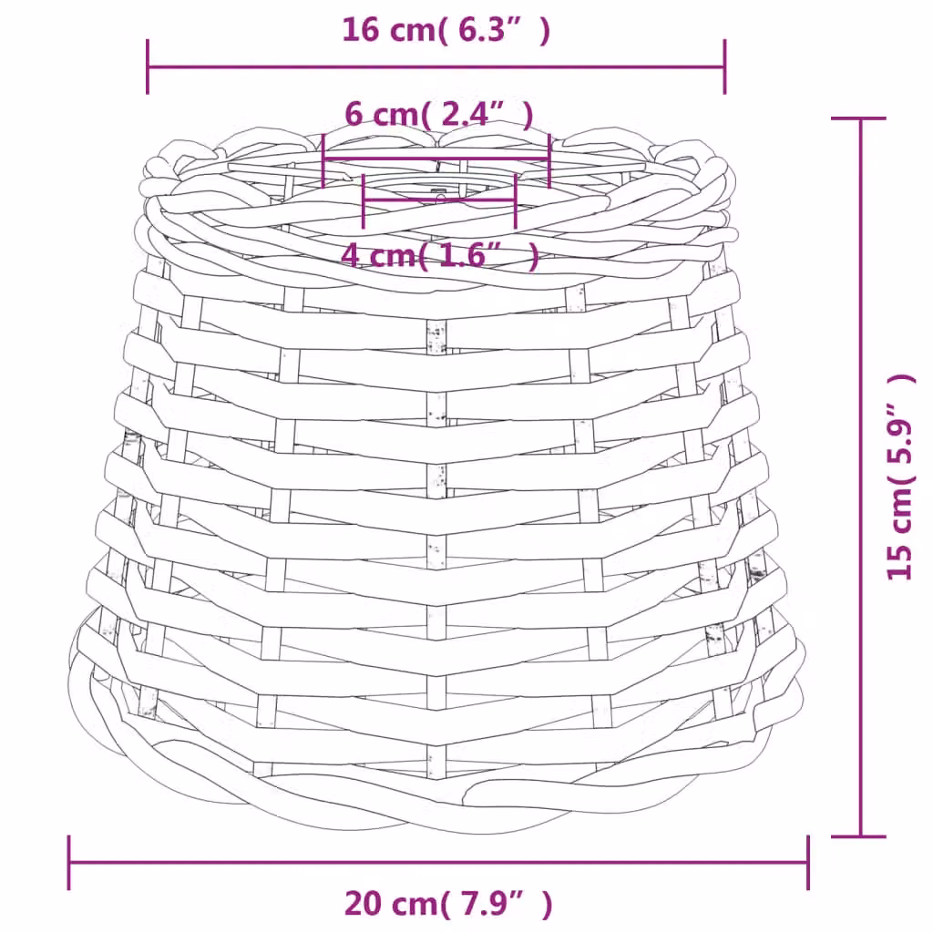 Berkfield Home Brown Wicker Ceiling Lamp Shade, Cone Shape, W: 20 cm, H: 15 cm – 4