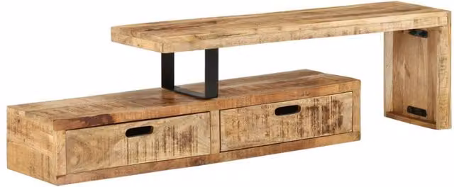 Berkfield Home Solid Mango Wood TV Stand in Brown Antique Matt Finish