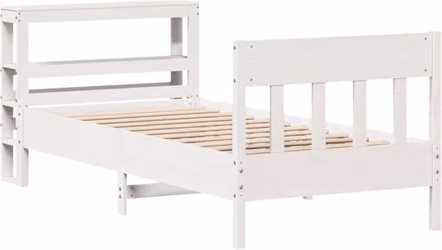 Berkfield Home Small Single Solid Wood Decorative Bed Frame, White, W: 75 cm x L: 190 cm