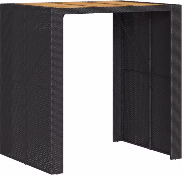 Berkfield Home Modern Garden Bar Table with Black Poly Rattan and Acacia Wood Top, W: 105 cm, D: 80 cm, H: 110 cm – 1