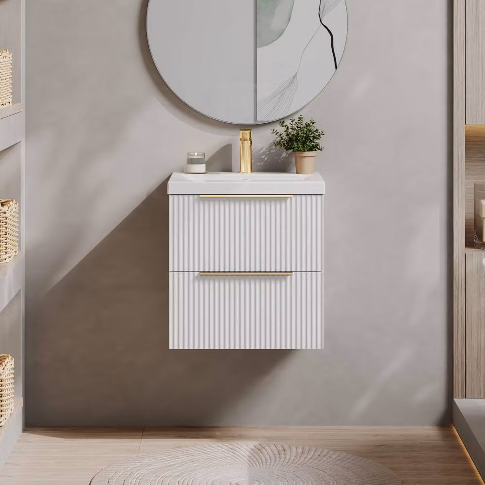 Balterley Contemporary 2 Drawer Vanity Basin Unit in Satin White, Width: 50 cm – 2