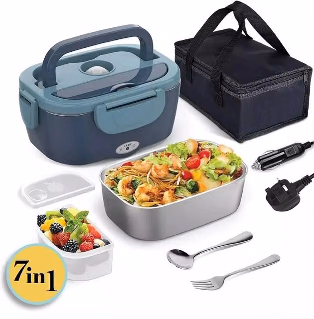 FLAVORA 7 in 1 Heated Electric Lunch Box, 1.5 l, Blue – 1