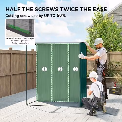 Outsunny Metal Garden Storage Shed with Sliding Doors and Roof Vent, Green, W/D/H: 159 x 106 x 181 cm – 3