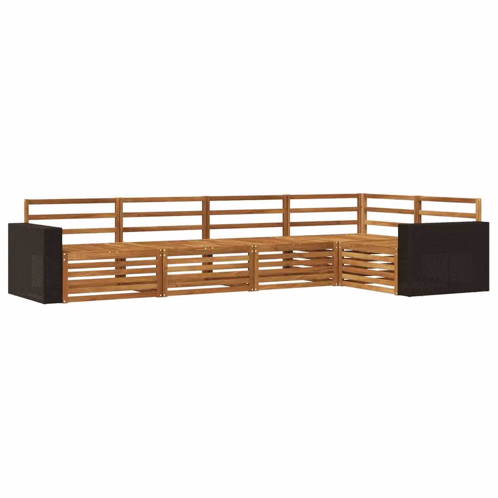 Berkfield Home 5-Piece Outdoor Sofa Set in Brown, W/D/H: 331 x 172.5 x 73 cm – 2