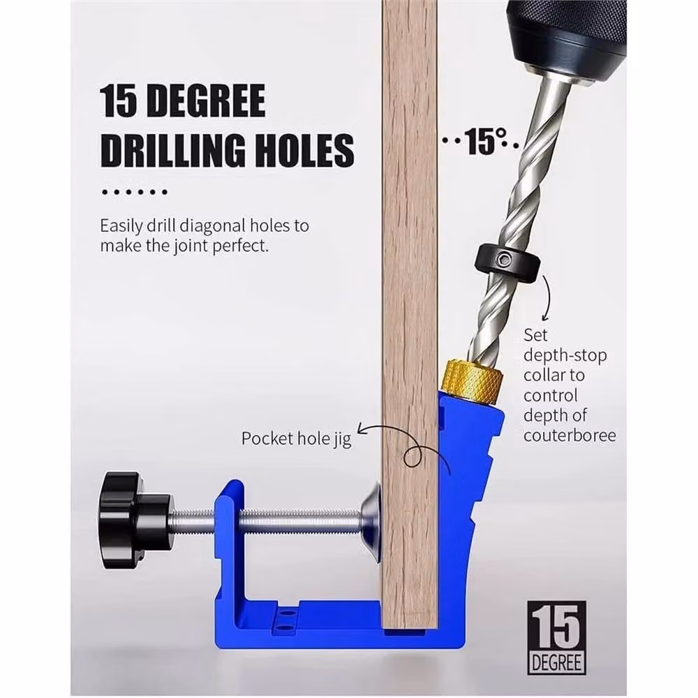 SPETLEK Pocket Hole Jig Kit and Dowel Drill Joinery Tool in Blue – 4