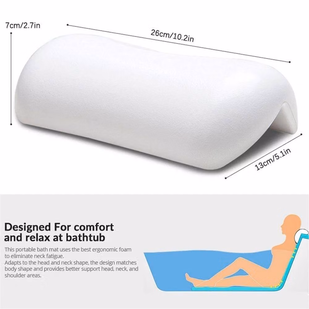 Nordara White Faux Leather Breathable Spa Bath Pillow with Suction Cups – 2