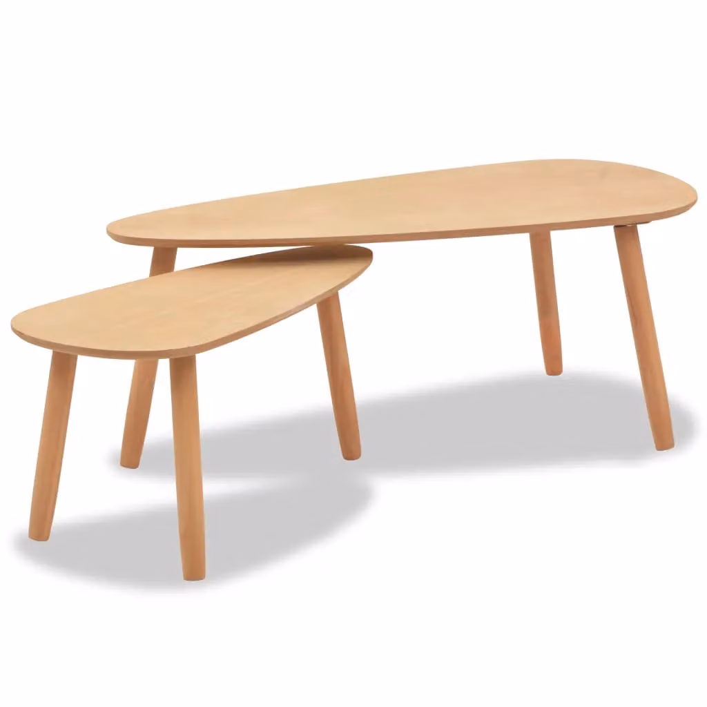 Berkfield Home 2 Piece Oval Coffee Table Set in Brown and Beige with Scandinavian Design – 2