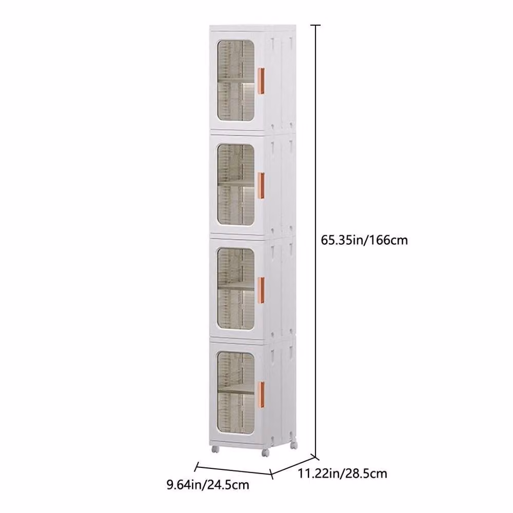 KORVIXA 4 Layer Plastic Multi-Function Shoe Rack Storage Cabinet with Transparent Glass Doors in White, Width: 90 cm – 2