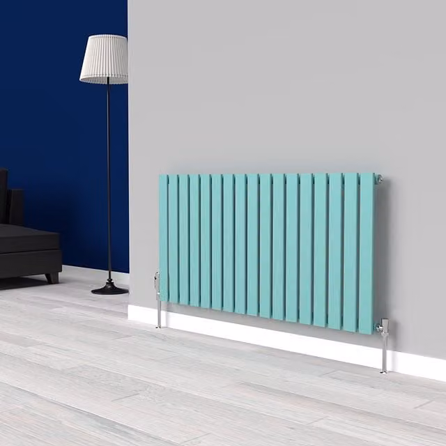 Lux Heat Flat Horizontal Coloured Radiator in Light Aqua Green, W: 119 cm, H: 60 cm (Single)