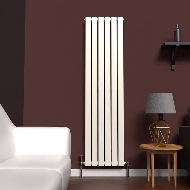 Lux Heat Flat Coloured Vertical Radiator in White, H 160 cm x W 42 cm