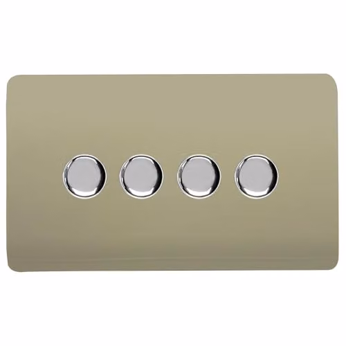Trendi Switch 4 Gang 150w Rotary LED Dimmer Light Switch in Gold – 1