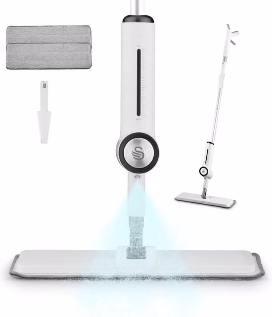 Swan Elevate Spray Mop with Refillable Microfibre Head in White