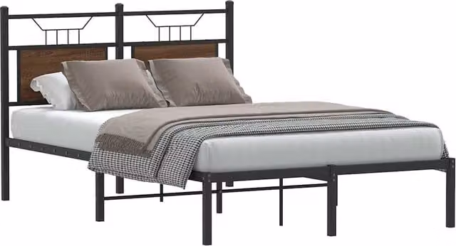 Berkfield Home Small Double Bed Frame with Drawers in Brown Oak, W/D/H: 120 x 190 x 91.5 cm